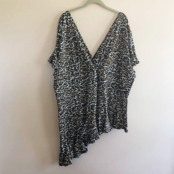 JL Studio for Jessica London Animal Print Ruffle Hem Blouse 4X - Picture 4 of 14